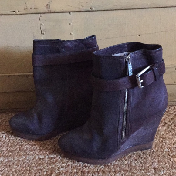 KORS MICHAEL KORS DISTRESSED LEATHER WEDGE BOOTIE BOOT WOMENS SIZE 8.5 M - Picture 4 of 6